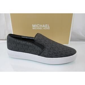 Michael Kors Keaton Slip On Sneakers Shoes MK Signature Black Size 8.5